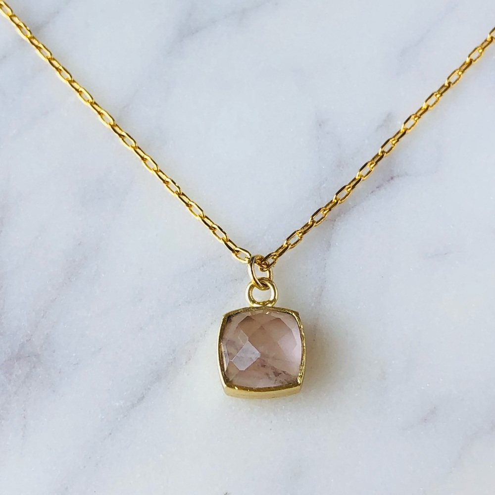 18K Gold Plated Rose Quartz Necklace